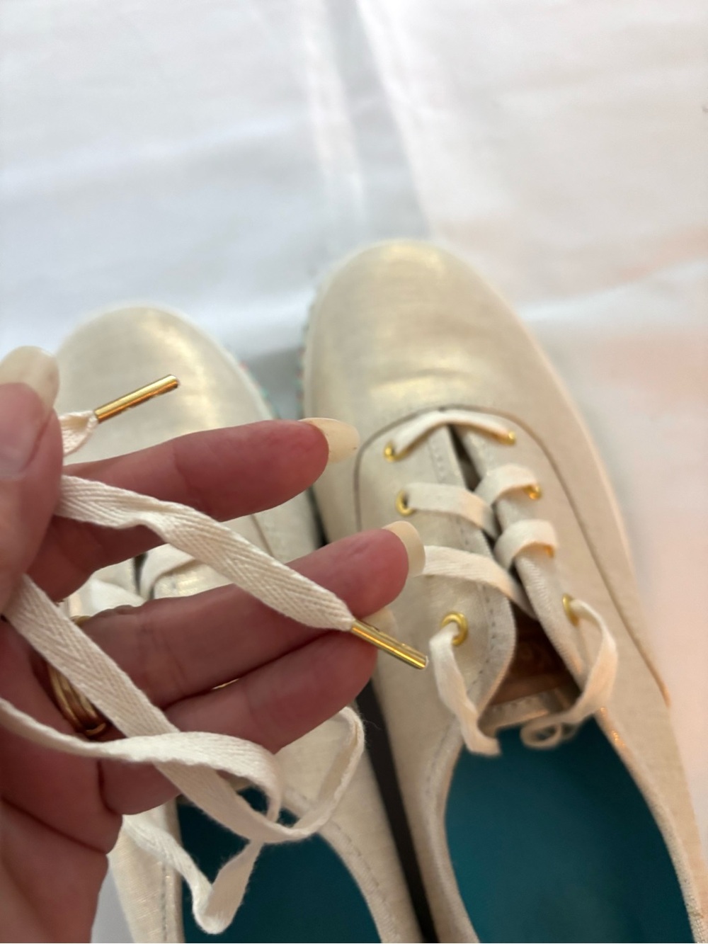 NWOT Keds iridescent Gold triple decker Hulu Foxing Tassel Trim Sneakers SZ 10 - Picture 13 of 15